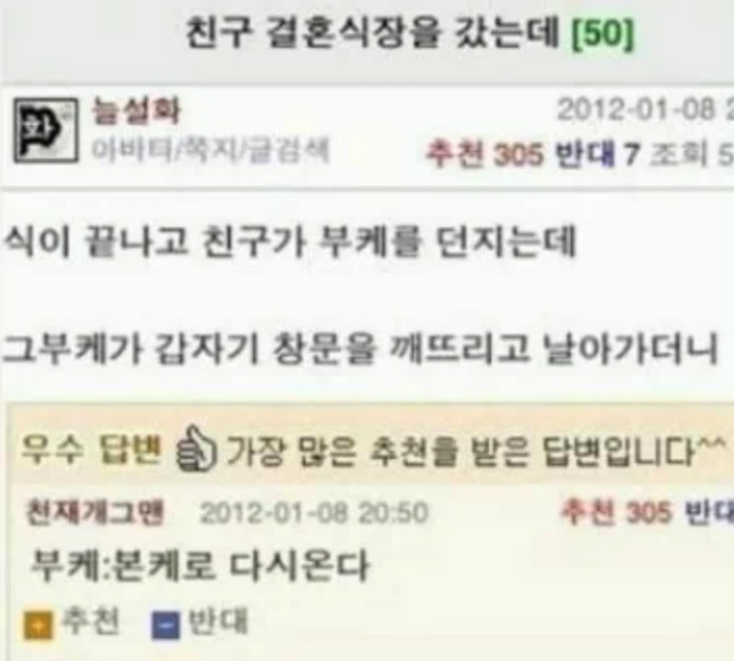 결혼식에서 부케를 던졌다