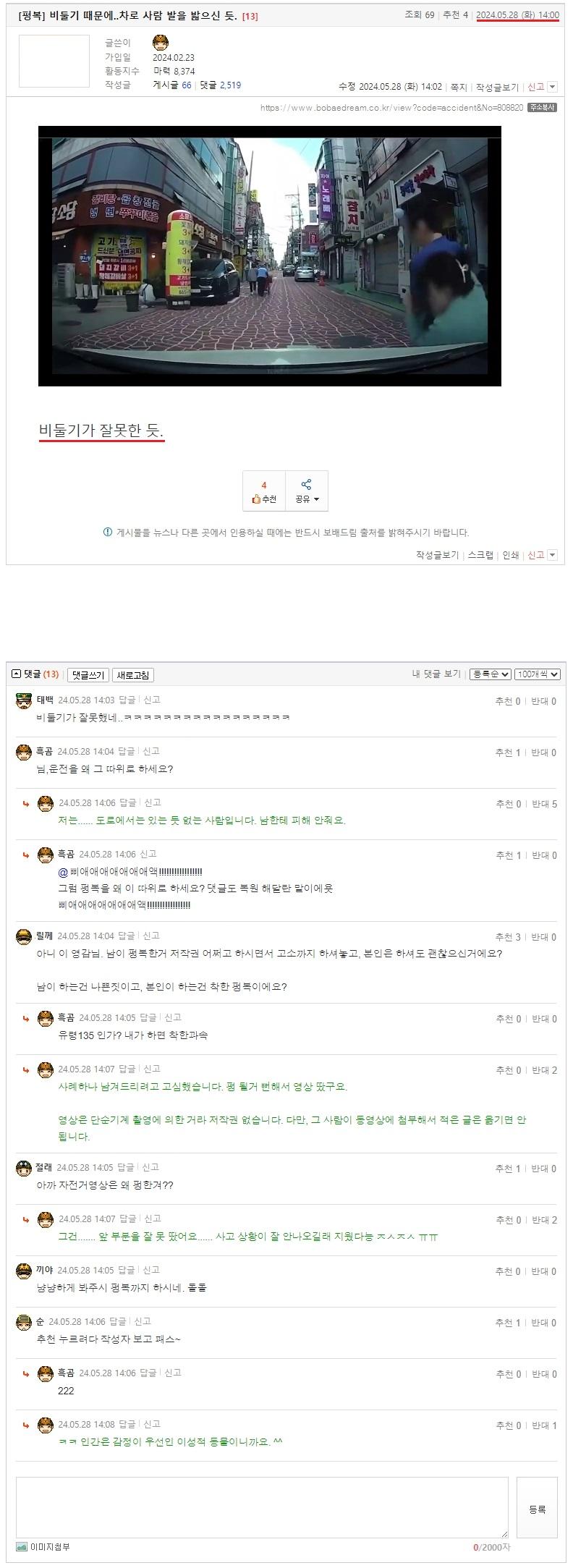 84. [펑복] 비둘기 때문에..차로 사람 발을 밟으신 듯..jpeg