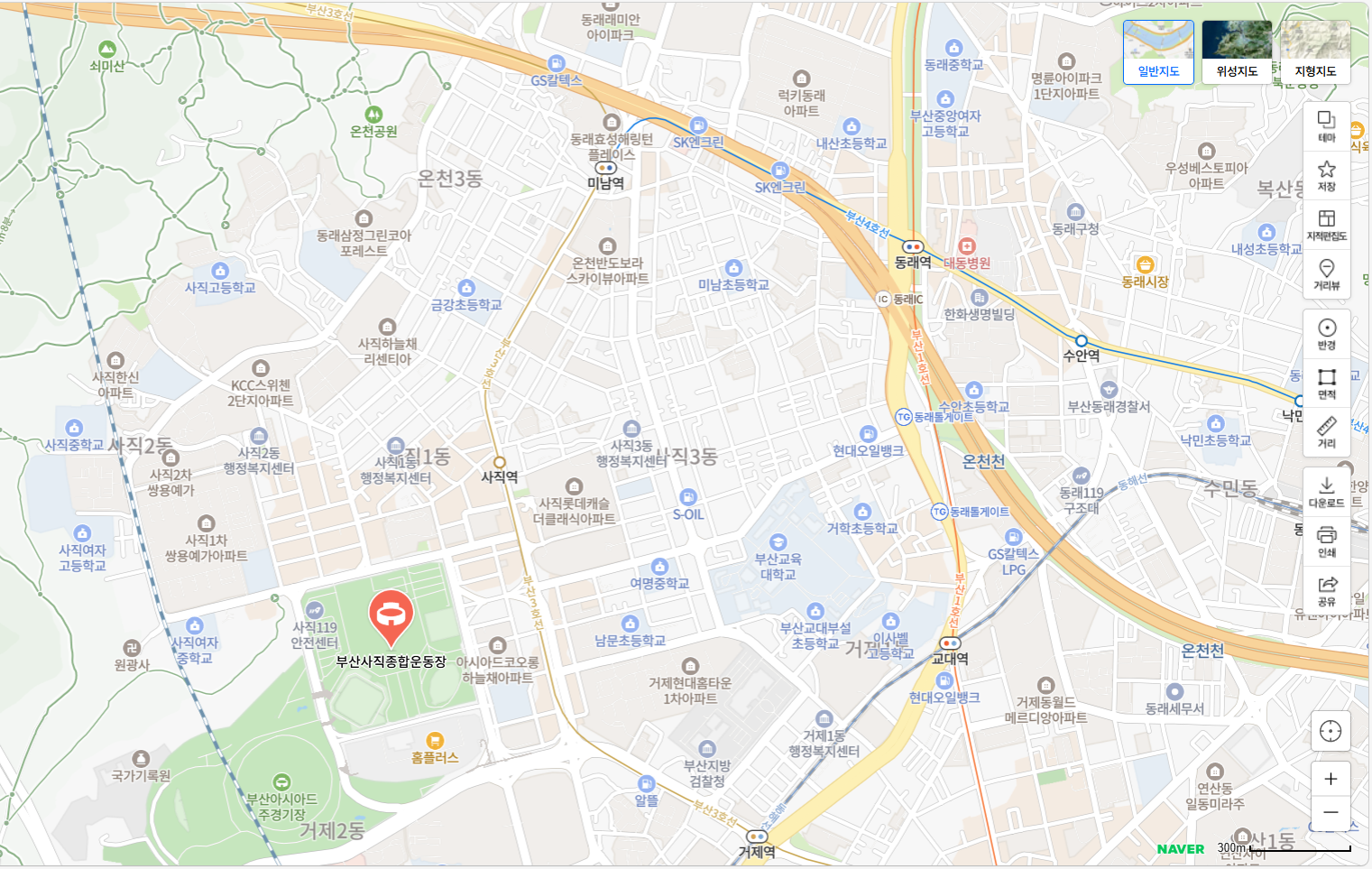 부산 사직야구장과 주변의 학교.png