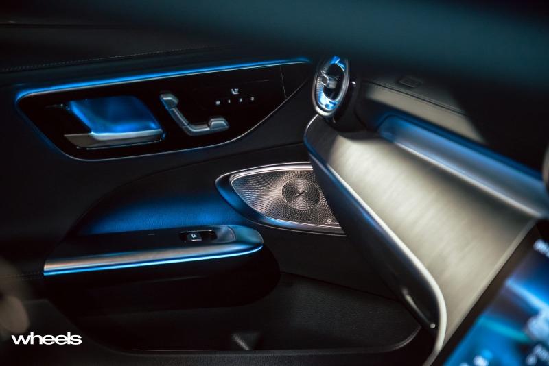 2022_Mercedes-Benz_C300_Spectral_Blue_Metallic_Australia_interior_front_passenger_seat_adjustment_switch_02.jpg