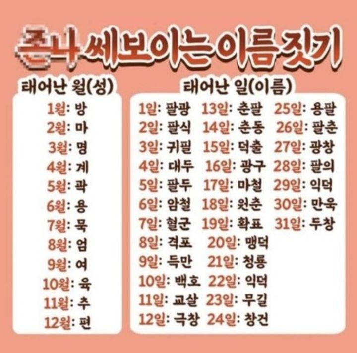 존나 쎄보이는 이름 짓기. jpg | 보배드림 유머게시판 존나 쎄보이는 이름 짓기. Jpg | 보배드림 유머게시판