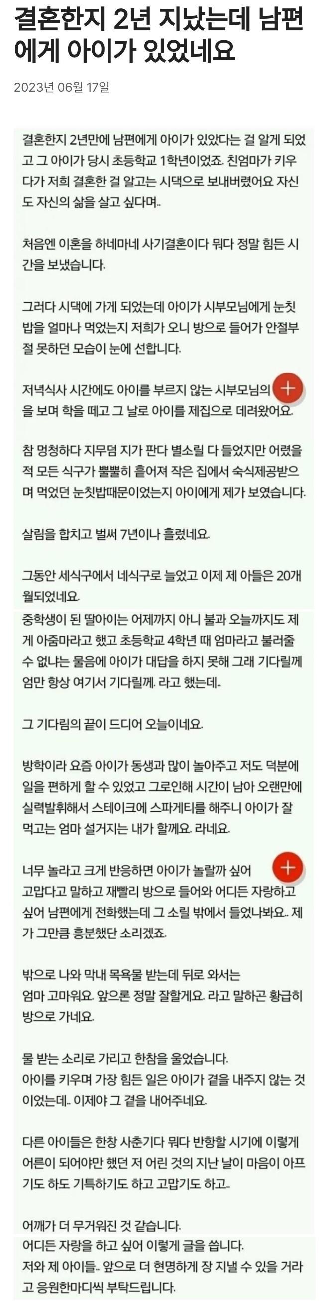 결혼한지 2년 지났는데 남편한테 애가 있었네요