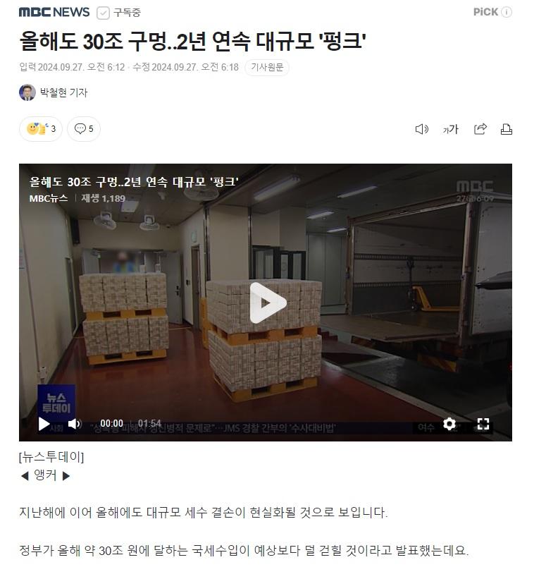 세수 30조 구멍.. 2년 연속 대규모 적자 1.jpg