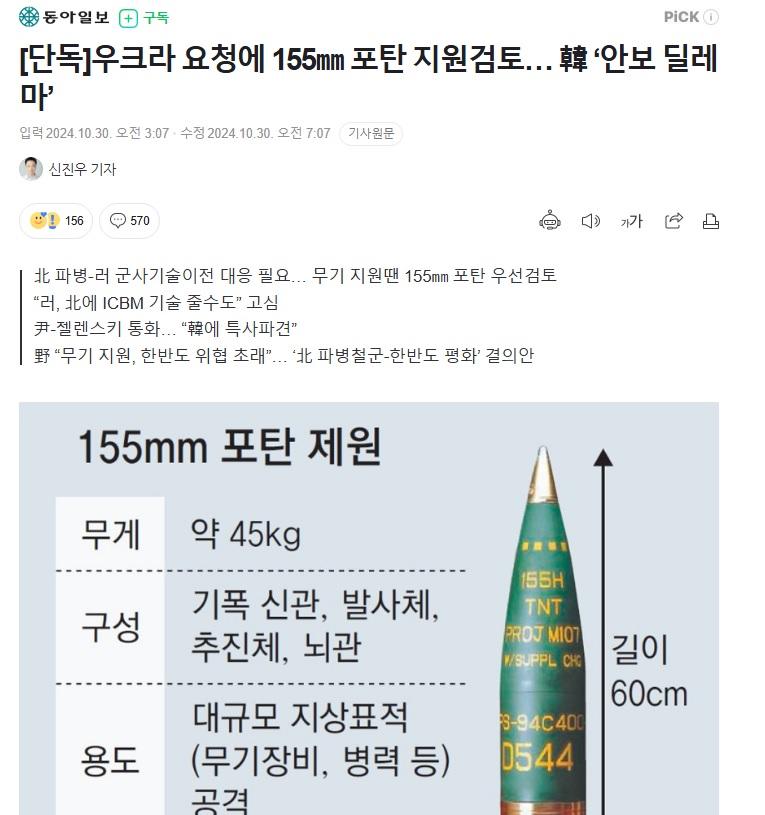 우크라 요청에 155mm 포탄 직접 지원 예정 1.jpg